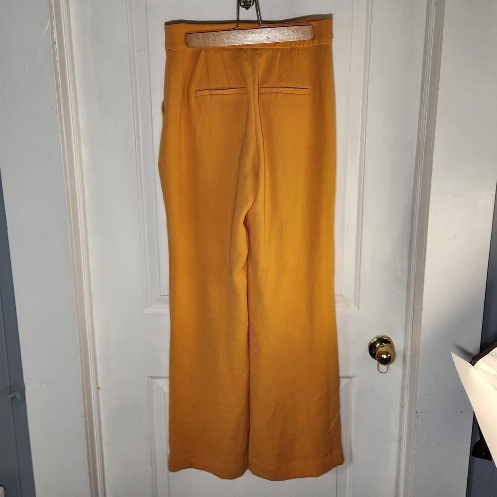 EXPRESS Editor Relaxed Trouser Mustard Yellow Size 8R Mid Rise Dress Pants - Picture 3 of 8